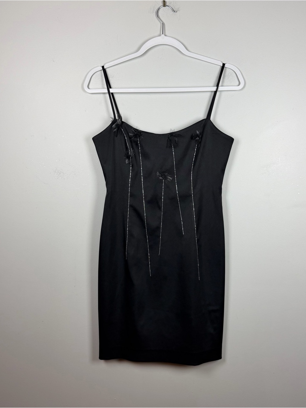 Laundry Shelli Segal 90s Satin Slip Cocktail Dress Y2K Rosette Whimsigoth Size 4